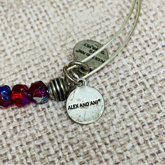 Alex and Ani Red Silver Blue Beaded Bracelet - Picture 2 of 2